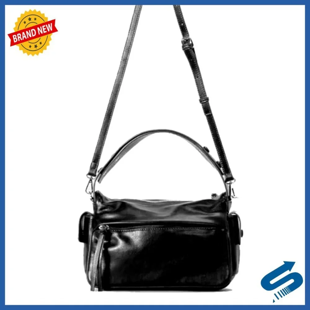 Faux Leather Satchel Handbag with Detachable Crossbody Strap